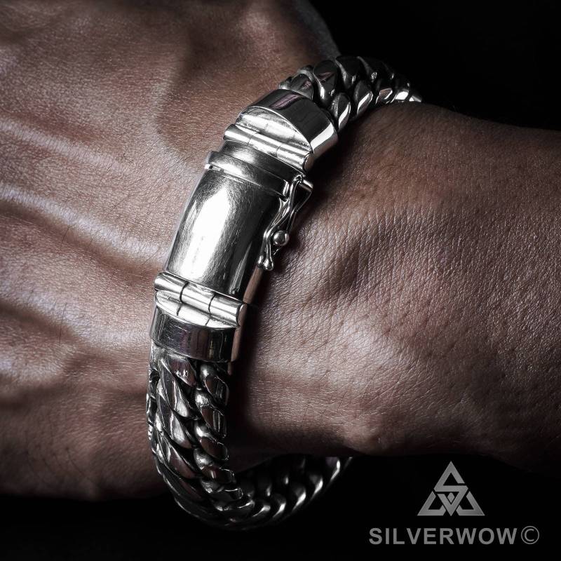 Gewebte Schlange Herren Armband 15mm | Grössere Version - Solid 925 Sterling Silber. Absolut Einzigartig von Silverwow925
