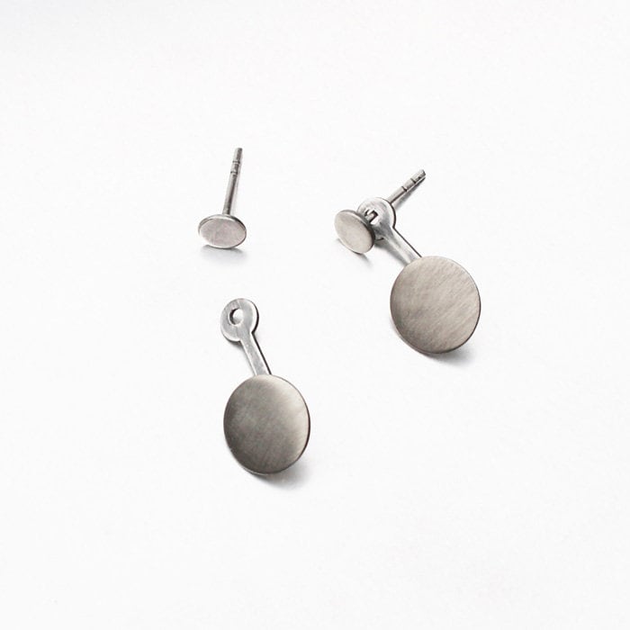 2-Wege-Flachkreis Ohrringe Zwei Scheibe Sterling Silber von SilveryRain