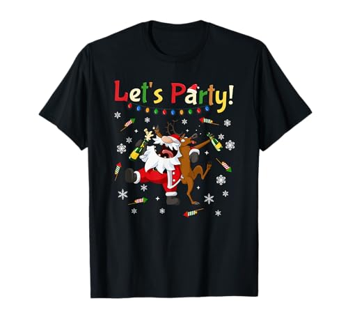 Silvester Geschenke Silvesterparty 2024 Damen Herren Unisex Erwachsene Schwarz Cartoon Kurzarm Crew-Ausschnitt Klein EU S T-Shirt Pullover Party Winter 2024 Neujahr 2025 von Silvester Geschenke Silvesterparty 2024