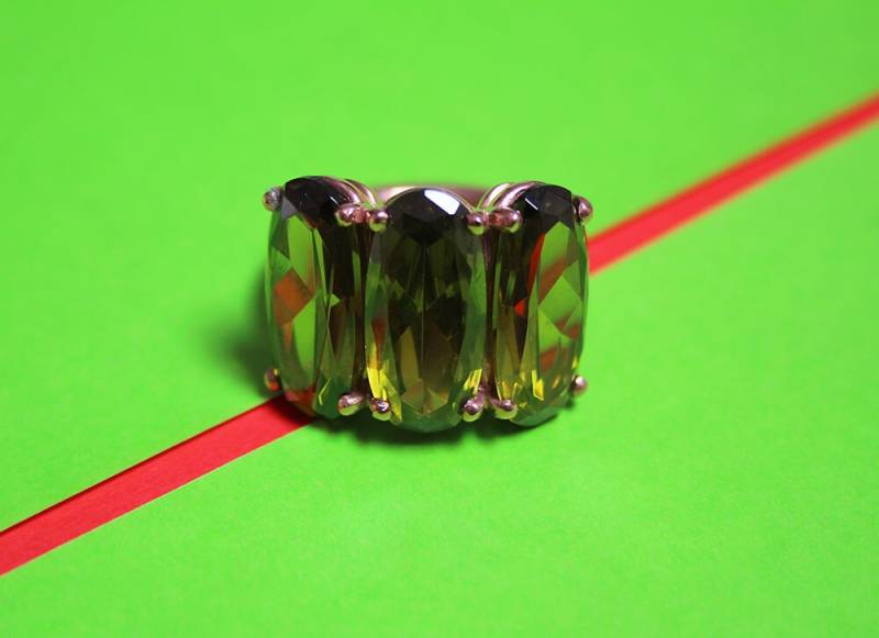 Drei-stein Ring Mit Zirkonen, Designer Drei Halbedelsteine, Modeschmuck Handgemacht in Italien von SilviaGagliardini