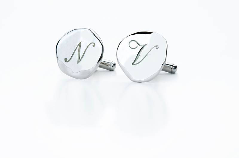 Manschettenknöpfe Für Die Hochzeit, Silber Gravierte in Form Von Chips, Größe Xl, Personalisiert, Handmade Italy von SilviaGagliardini