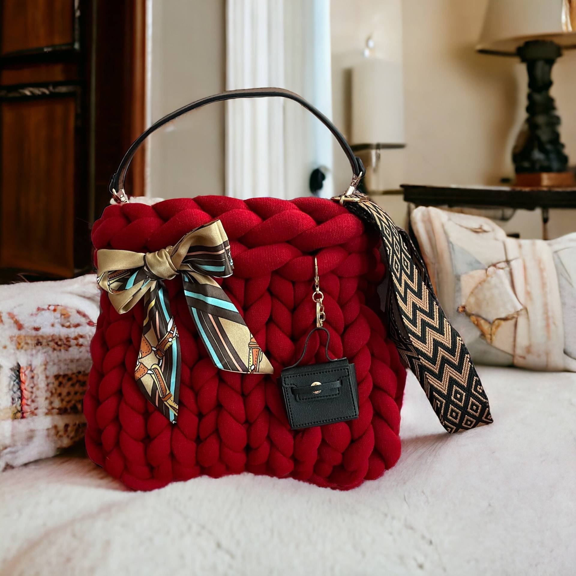 Grobstricktasche Klobiges Garn Red von SilviaJacobyWirth