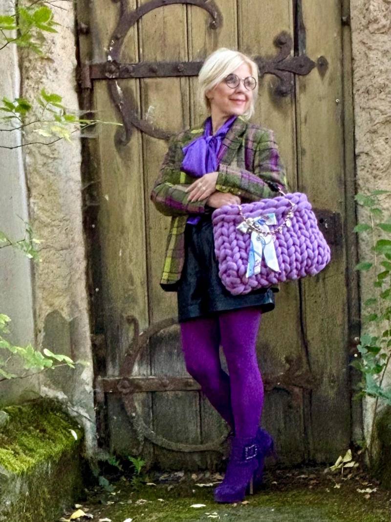 Grobstricktasche Lavendel Klobiges Garn Purple von SilviaJacobyWirth