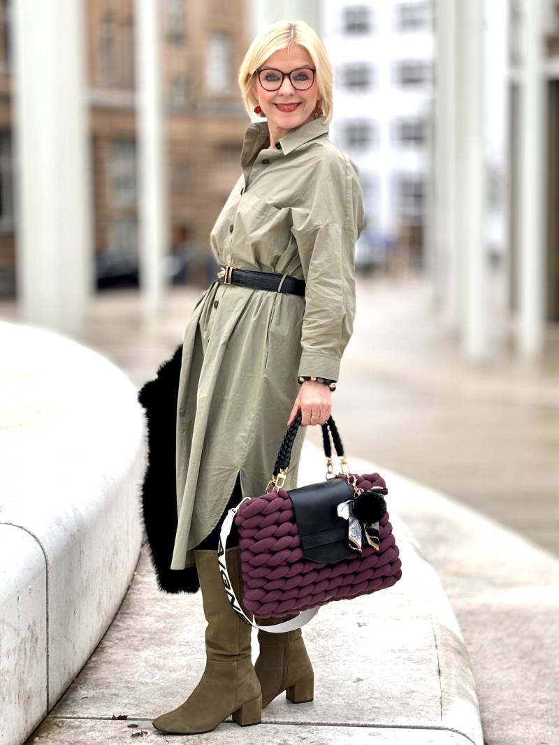 Grobstricktasche Luxury Beere Trifft Leder von SilviaJacobyWirth