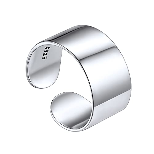 8mm Breit S925 Silber Glänzed Gelenkringe für Damen Offenen Einstellbare Knöchelring für Damen/Frauen Stapelbar Dünne Band Ring von Silvora