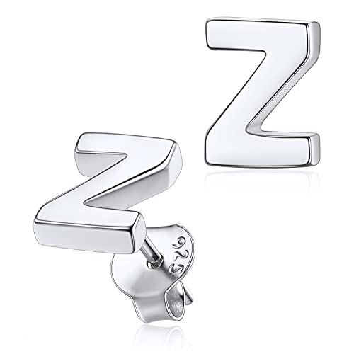 Silvora Alphabets Initialen Ohrringe für Damen - Ohrstecker mit Buchstaben Z - Silberfarbe Ohrringe für Mädchen von Silvora