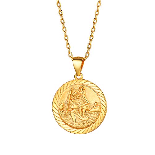 Christopher Anhänger Halskette 925 Sterling Silber St Christopher 18K Vergoldet Medaille Münze Anhänger Schmuck von Silvora