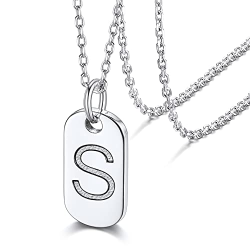 Damen Halskette mit Großbuchstaben-Anhänger S Namenskette mit Alphabet S Anhänger Stapelbar in Silber mit 41cm+5cm Kette von Silvora