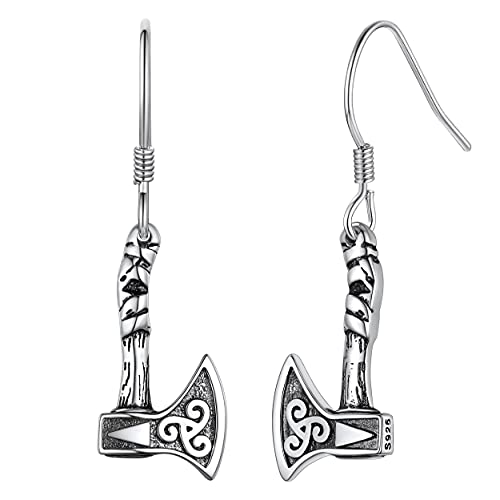 Silvora 925 Silber Herren Männer Ohrringe Keltischer Knoten Axt Ohrstecker Viking Axt Ohrstecker für Männer Jungen Punk Gotik Axt Ohrringe Ohrschmuck von Silvora