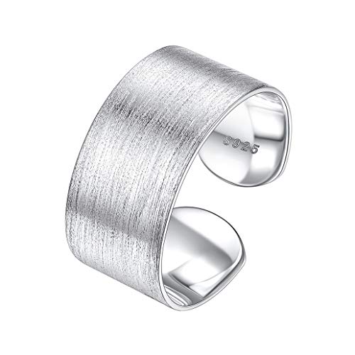 S925 Silber Einfache Art und Weise glatt/gebürsteter Offen Ring, Offener Paar Ringe Für Damen/Herren, Personalisiert S925 Silber glatt/gebürsteter Offen Ring（Breit5/10/15mm） von Silvora