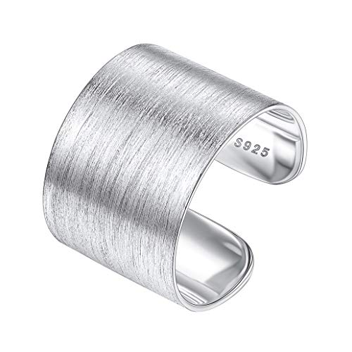 S925 Silber Einfache Art und Weise glatt/gebürsteter Offen Ring, Offener Paar Ringe Für Damen/Herren, Personalisiert S925 Silber glatt/gebürsteter Offen Ring（Breit5/10/15mm） von Silvora