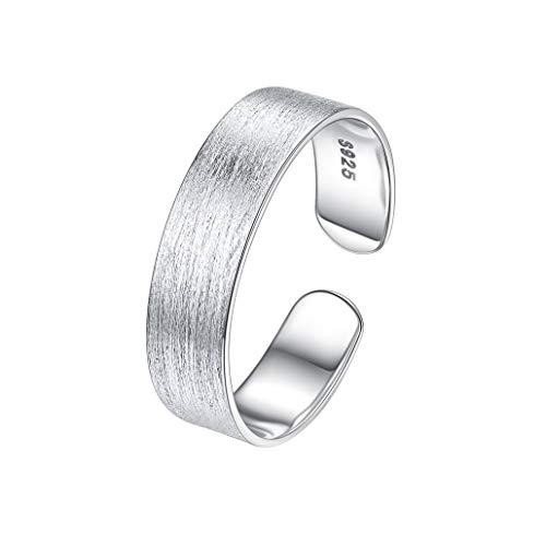 S925 Silber Einfache Art und Weise glatt/gebürsteter Offen Ring, Offener Paar Ringe Für Damen/Herren, Personalisiert S925 Silber glatt/gebürsteter Offen Ring（Breit5/10/15mm） von Silvora