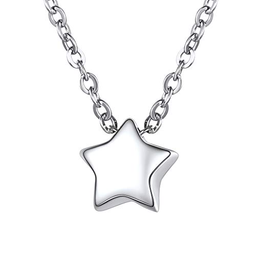 Silberkette mit Stern glanz Anhänger Damen S925 Silber Grundlegende Kette Überlagerbar 40.6cm+ 5cm Geschenk für Geburtstag Beste Freundin von Silvora