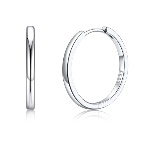 Silvora 20mm Creolen Silber Ohrringe Damen Kleine Huggie Creolen 925 Silber Basic Mini Earing Hoop Kreis Kreolen Ohrstecker Hypoallergen Geschenke für Damen Frauen von Silvora