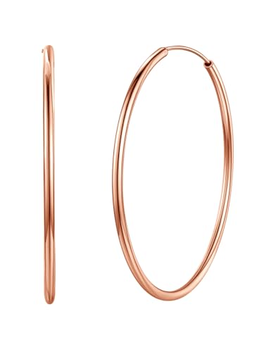 Silvora 50mm Creolen Ohrringe Groß Damen Frauen Rosegold Creolen Hoop 925 Sterling Silber Runde Kreis Ohrstecker Modeschmuck Ohrringe von Silvora