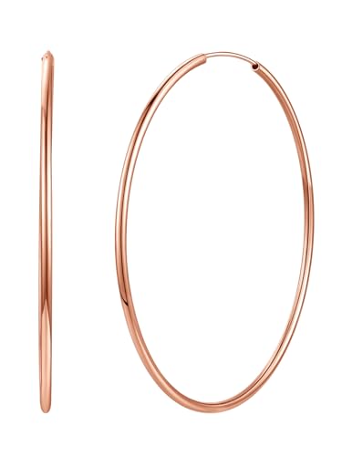 Silvora 70mm Groß Creolen Ohrringe Rosegold Damen Frauen 925 Sterling Silber Creolen Hoop Ohrringe Klassische Kreis Hoop Ohrstecker Modeschmuck Ohrringe von Silvora