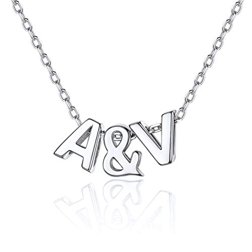 Silvora 925 Silber Buchstaben Anhänger Name Initiale Halskette A-Z Alphabet Silberfarbe Name Halskette mit Wunschbuchstaben für Damen Frauen Mädchen 46cm+5cm Verlängerketten von Silvora