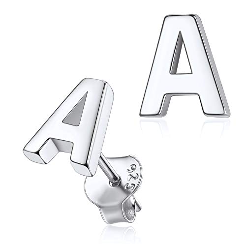 Silvora 925 Silber Buchstaben Ohrstecker Initiale A Damen Ohrstecker Silber für Silberfarbe Name Ohrringe Damen/Mädchen von Silvora