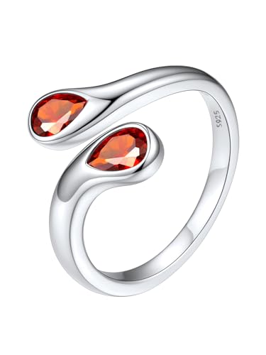 Silvora 925 Sterling Silber Damen Rubin Zirkonia Ehering Verlobungsring 2mm breit Offenes Toi Et Moi Hochzeitsring Ewigkeitsring Frauen Mädchen 2 Geburtsstein Fingerring Freundschaftsring von Silvora