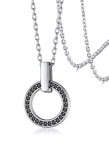 Silvora 925 Sterling Silber Damen Zirkonia Halskette Klassische Runde Anhänger Kette Schwarz Zirkonia Silberkette mit 41cm kette für Geburtstag Weihnachten Valentinstag Silvora 925 Sterling Silber Damen Zirkonia Halskette Klassische Runde Anhänger Kette Schwarz Zirkonia Silberkette mit 41cm kette für Geburtstag Weihnachten Valentinstag von Silvora