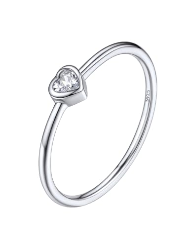 Silvora 925 Sterling Silber Zirkonia Ring Herzförmiger Weißer Zirkon im Facettiert Prisma Geschnitten Weißer Zirkon Ehering Promise Ring für Damen Frauen Ringgröße 64（20.5） in Silber von Silvora