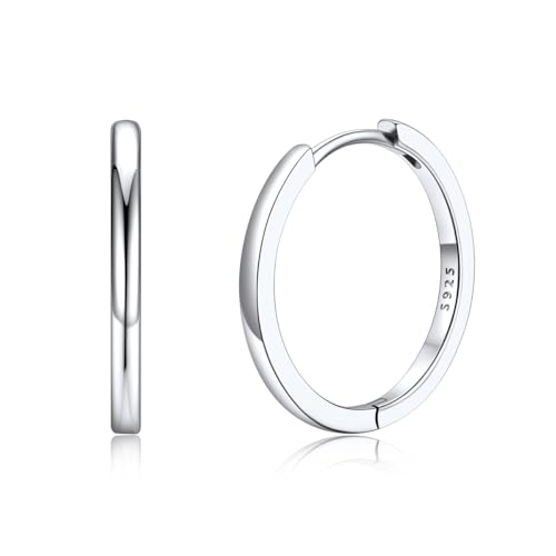 Silvora Creolen 925 Silber Damen Herren 18 mm Earrings Hoop Klein Kreolen Ohrringe Silber 925 Frauen Männer Creole Klein Kreis Ohrringe von Silvora