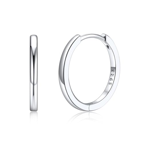 Silvora Creolen Silber 925 Klein Huggie Hoop Silber Ohrringe 16mm 925 Sterling Silber Basic Creolen hrringe Kreis Ohrstecker Innerdurchmesser Kreolen Huggie Ohrschmuck für Frauen Mädchen von Silvora