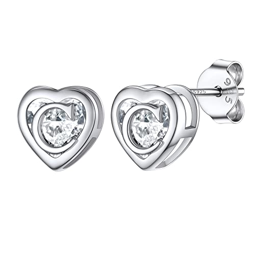 Silvora Damen 925 Silber Alphabet Ohrstecker Mini Herz Zirkonia Buchstabe C Ohrringe Alphabet Anfangsbuchstaben Ohr Piercing Ohr Schmuck Geschenk für Geburtstag Weihnachten Jubiläum von Silvora
