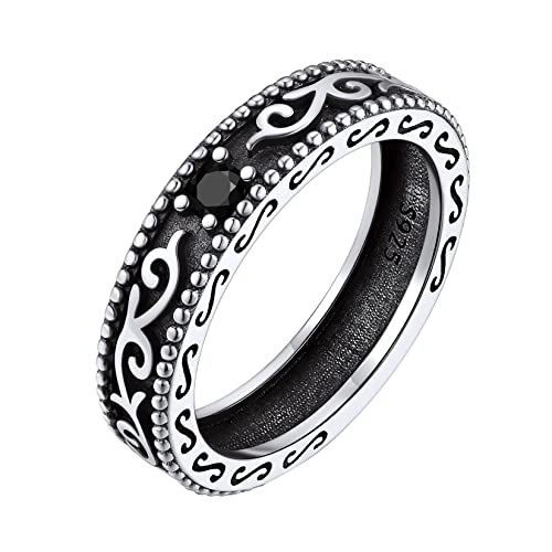 Silvora Damen Herren Ringe 925 Silber Keltischer Knoten Fingerring 5mm breit Keltische Unendlichkeits-Knoten Bandring Zirkon Siegelring für Verlobungsring Ehering Partnerring Ringgröße 69.7（22） von Silvora