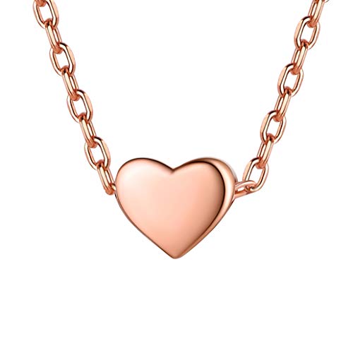 Damen Silberkette mit Mini Klein Herzanhänger Rosegold Herz Kette Frauen Halskette 45cm+5cm Geschenk für Geburtstag Beste Freundin von Silvora