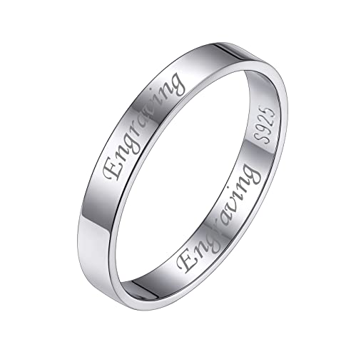 Silvora Individueller Dünner Ring in 3mm breit mit Eigenem Namen S925 Silber Schlichter Glänzender Fingerring Stapelbarer Basic Bandring für Damen Frauen Mädchen in Silber Ringgröße 52（16.5） von Silvora