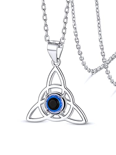 Silvora Keltische Knoten Halskette 925 Silber Damen Halskette mit Böser Blick Anhänger Triquetra Nazar Auge Kette mit 46cm Kette für Damen Frauen Mädchen von Silvora