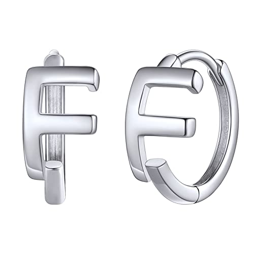 Silvora Klein Initial F Ohrringe 925 Silber Buchstaben A-Z Creolen Huggie Hoop für Damen Frauen Mädchen von Silvora