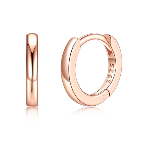 Silvora Kleine Creolen Rosegold 8mm Mini Hoop Ohrringe Rose Gold Creolen Damen Silber 925 Kreolen Ohrstecker Klein Kreolen Ohrringe echtgold Knorpelschläfer Huggie Ohrschmuck Hypoallergen von Silvora