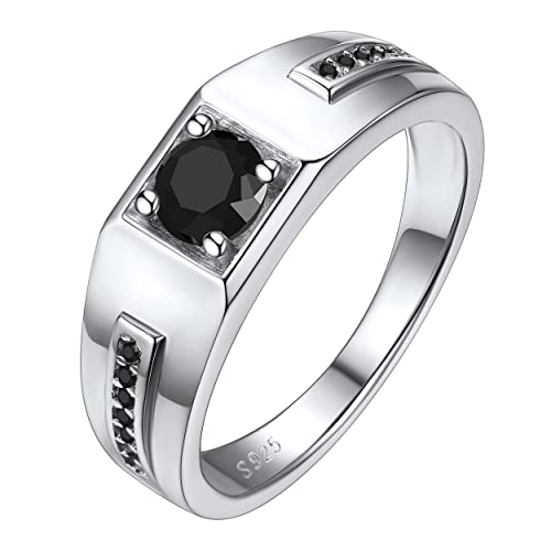 Silvora Personalisierter Herren Fingerring S925 Silber Zirkonia Ring Mode Facettiert Prisma Geschnitten Ring Stapelbarer Glänzender Zirkon Bandring in Silber Ringgröße 67（21.4） von Silvora
