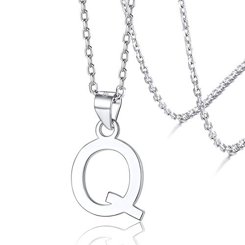 Silvora S925 Siber Buchstaben Kette Damen Initiale Alphabet A-Z Kristall Buchstaben Anhänger Halskette 45cm +5 cm Verlängerungskette von Silvora