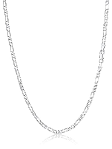 Silvora 3mm 925 Sterlingsilber Halskette Figarokette für Damen Silberfarben Ohne Anhänger 45cm Silberkette Halskette Kette für Damen Frauen von Silvora