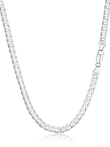 Silvora S925 Silber 5mm Ultradünne Sechseck Damen Kette Kubanische Kette Silberfarben Damen Kubanische Kette Damen Choker 35cm Feine Silberkette von Silvora