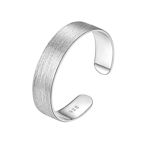 S925 Silber Einfache Art und Weise glatt/gebürsteter Offen Ring, Offener Paar Ringe Für Damen/Herren, Personalisiert S925 Silber glatt/gebürsteter Offen Ring（Breit5/10/15mm） von Silvora