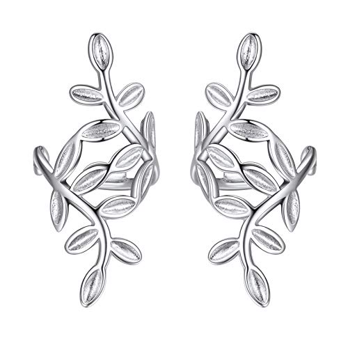 Silvora S925 Silber Fälschung Ohrringe Hoop für Damen Blumen Helix/Tragus/Knorpel Creolen Silberfarbe Ohrringe Verstellbar Clip Ohrringe Set Hypoallergen Damen Ohrringe von Silvora