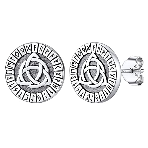 Silvora 925 Silber Keltischer Knoten Ohrringe für Männer Frauen Viking Rüne Zeichen Ohrstecker Punk Gothic Trinity Celtic Knoten Ohrstecker Fashion Ohrschmuck für Damenn Herren von Silvora