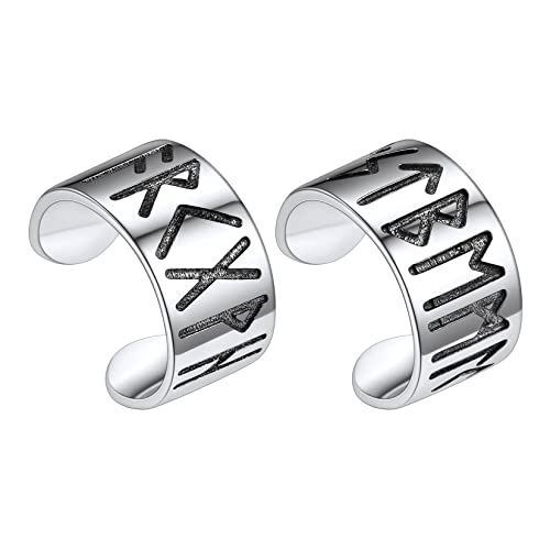 Silvora S925 Silber Ohrclip Mode Viking Rune Ohrstecker Unisex Einfach Rune Zeichen Ohrclip für Herren Damen Einstelbare Viking Ohrringe Schmuck in Silber von Silvora