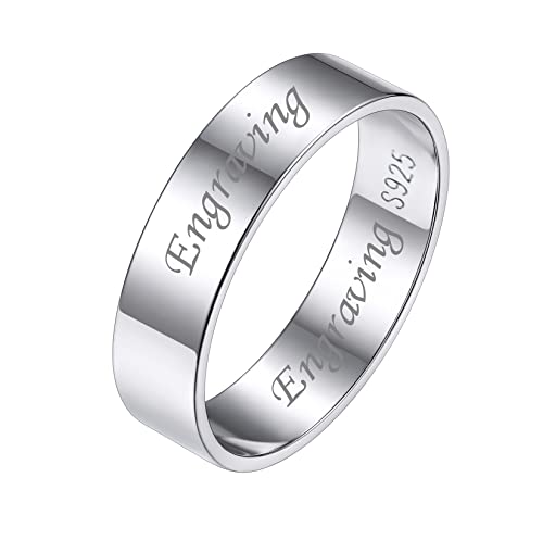 Silvora S925 Silber Personalisierter Fingerring mit Wunsch-Motiven Schlichter Schmaler Ring in 5mm breit Glänzender Vorsteckring für Hochzeitsring Ewigkeitsring in Silber Ringgröße 49（15.7） von Silvora