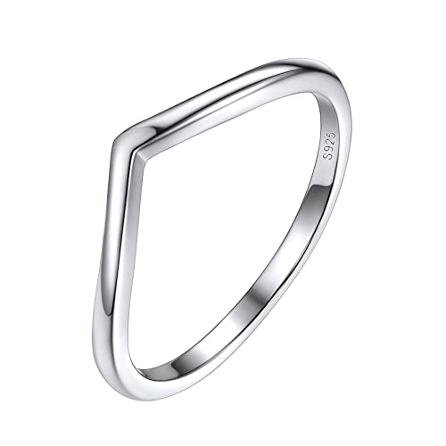 Silvora S925 Silber Wishbone Ring in 1.8mm breit Schlichter Glänzender Damen Wish Ring Stapelbarer Wunsch Ring Chevron Fingerring in Silber Ringgröße 47（14.8） von Silvora