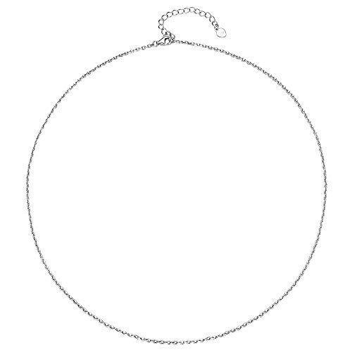 Silvora Silberkette Halskette Kette Damen 1.5mm Breit Ankerkette Silberkette Damen Ohne Anhänger 18 Zoll Damen Silberkette von Silvora