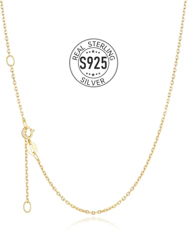 Silvora Stapelbare Dünne Panzerkette Gold 1.5mm breit Damen Gliederkette Gold ohne Anhänger Schlichte Goldkette Damen ohne Anhänger Damenkette 41cm+5cm lang von Silvora