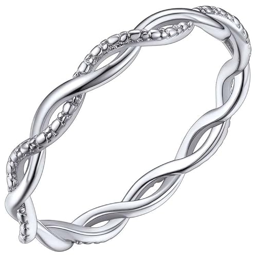 Silvora Twisted Eternity Damen Ring S925 Silber Welle Ring Gedrehter Ewigkeitsring in 2.8mm breit Schlichter Stapelbarer Twisted Knoten Knöchelring in Silber Ringgröße 47（14.8） von Silvora