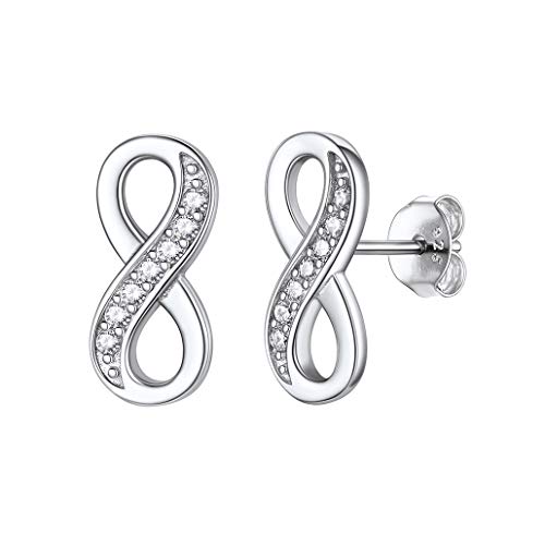 Silvora Unendlichkeits S925 Silber mit Zirkonia Ohrringe Damen Ohrstecker Silber für Damen Mädchen von Silvora