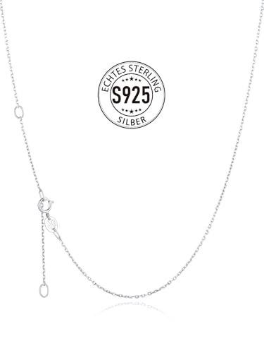 Silvora Unisex Silberkette Damen Herren 1.1mm breit Panzerkette Silber 925 Gliederkette ohne Anhänger Kette Sterling Silber Damen Halsreif 61cm+5cm lang Verlängerungkette von Silvora