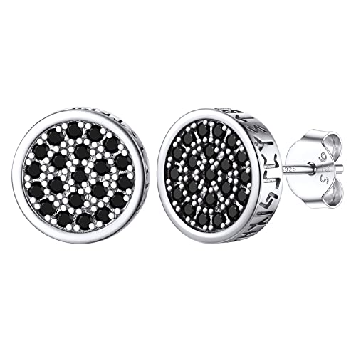 Silvora Viking Rune Zeichen Ohrstecker 925 Sterling Silber Damen Herren Runde Ohrringe Retro Wikinger Rune Symbol Ohrstecker mit Zirkonia Vintage Ohrschmuck für Geburtstag Weihnachten von Silvora